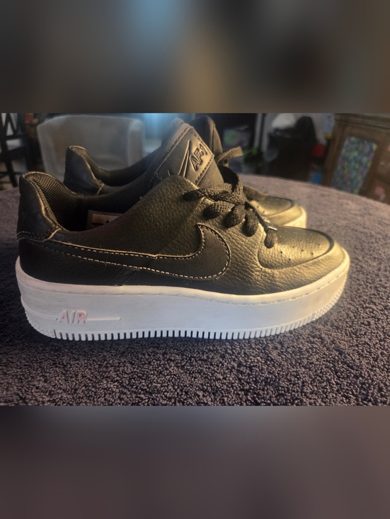 Nike Other - Nike Kids Black Leather Low-Top Sneakers with White Platform Sole